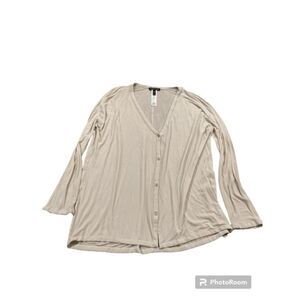 Eileen Fisher 100% Silk Sheer White Button Blouse -‎ Medium
